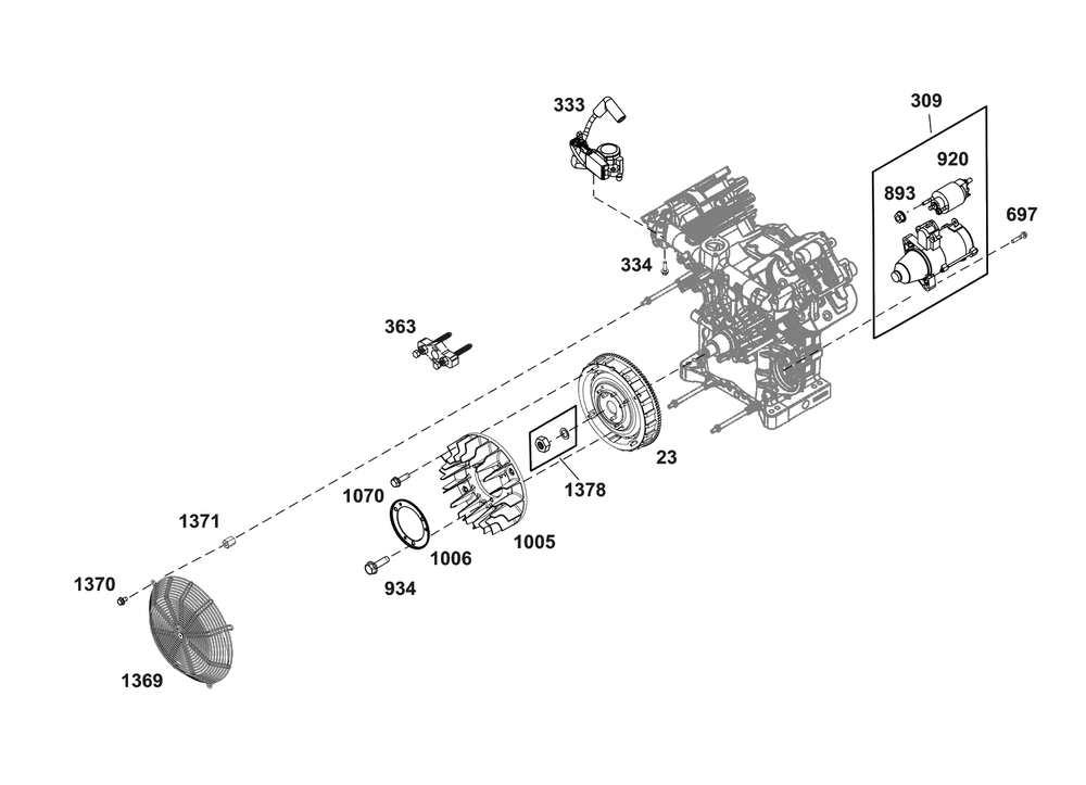 Flywheel, Ignition, And Starter Group Diagram and Parts List for 61G277-0039-J1  Briggs and Stratton Engine